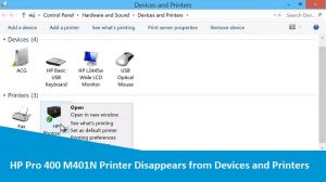 HP Pro 400 M401N Printer Disappears from Devices